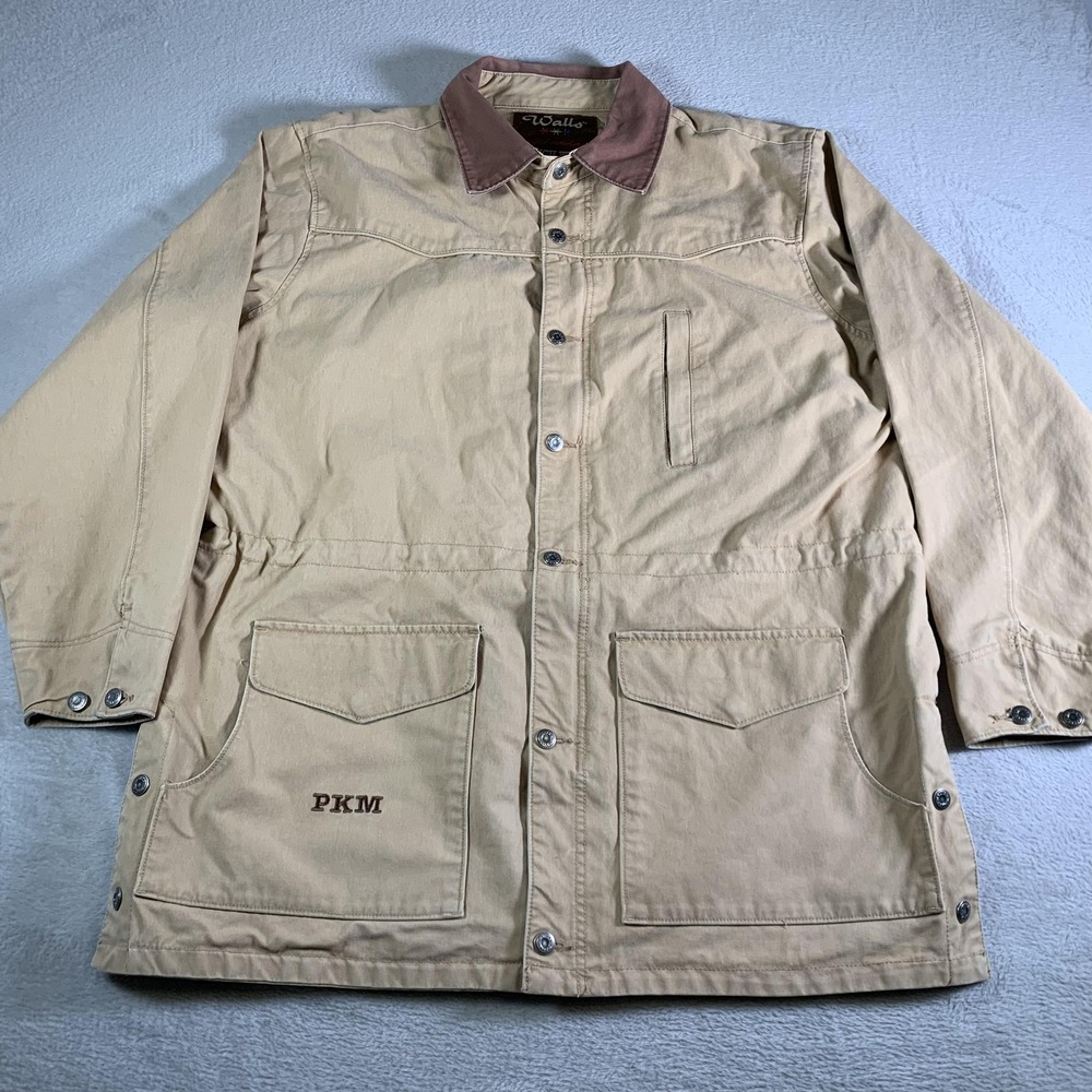 Walls Ranch Wear Coat Mens XL Beige Canvas Barn Western Work‎ PKM Lined Ranch
